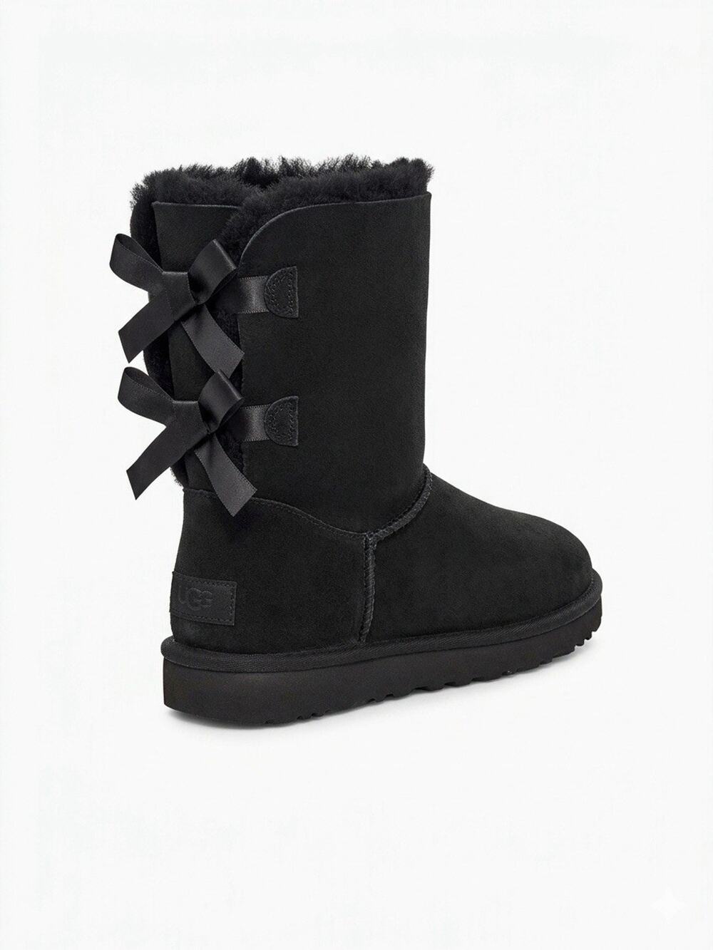 UGG Bailey Bow II Boots Women’s Size 9 Black Suede Shearling Bow